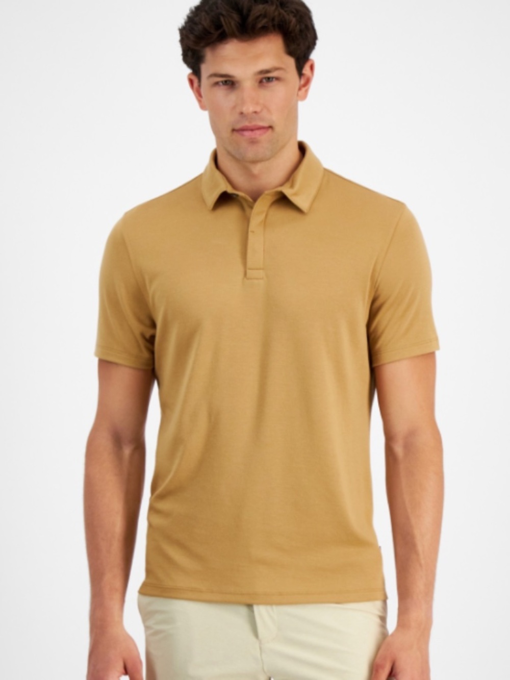 Alfani Men's AlfaTech Stretch Solid Polo Shirt, Warm Toffee SIZE 3XL NWT